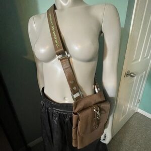 Brown Crossbody Bag with leather details